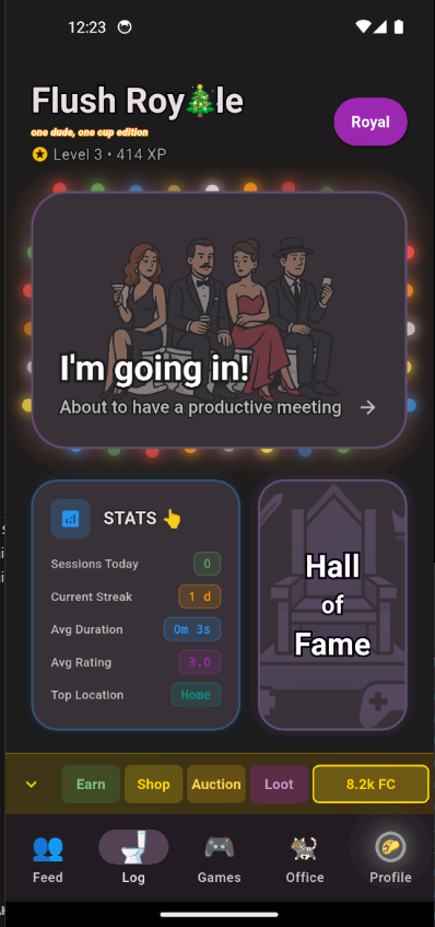 Main screen with I'm Going In button